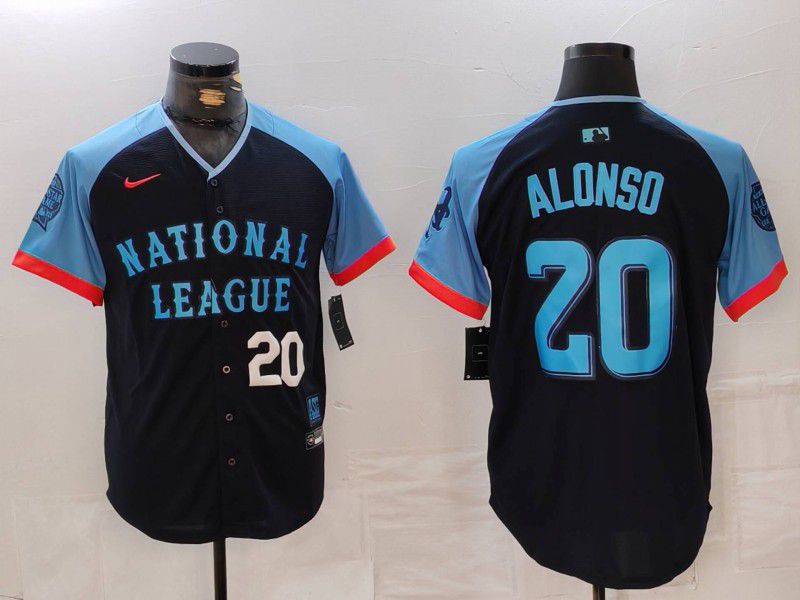 Men New York Mets #20 Alonso Blue All star 2024 Nike MLB Jersey style 4